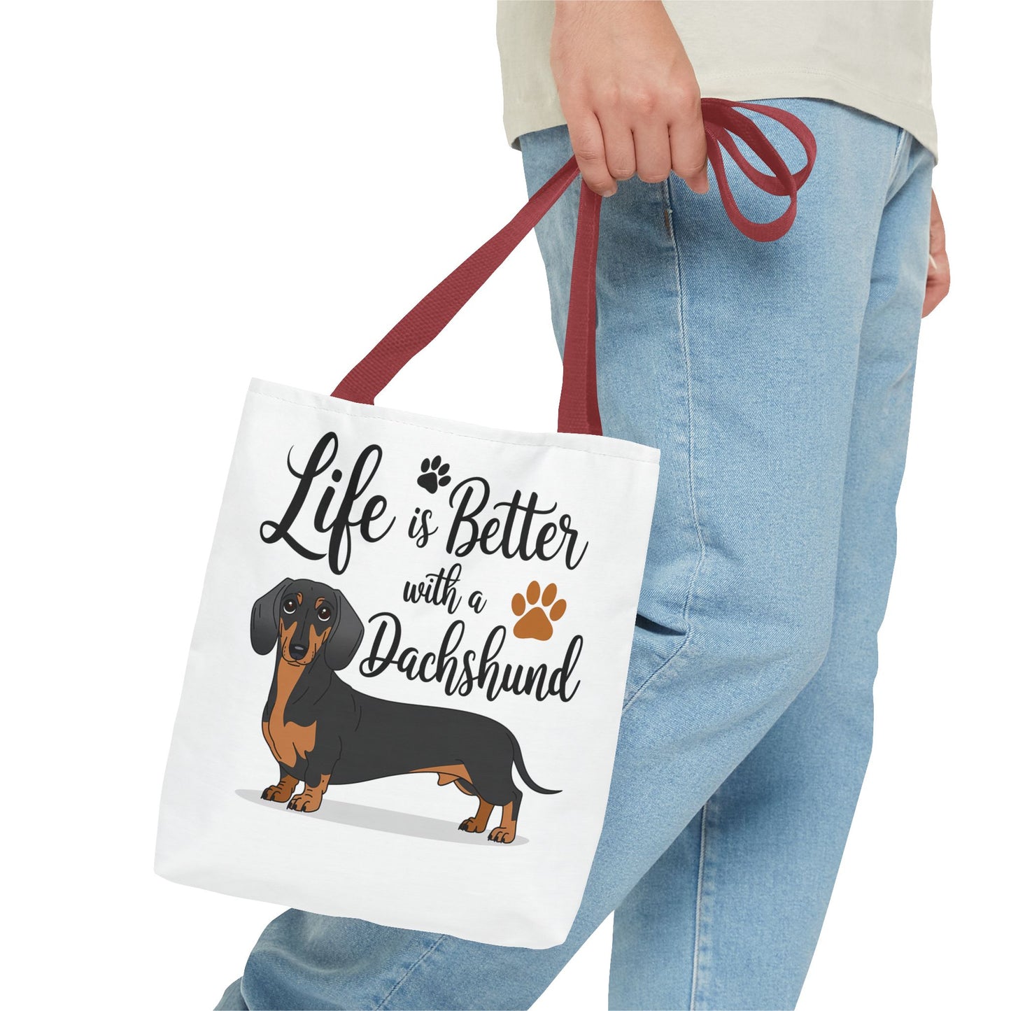Black and Tan Dachshund Puppy Tote Bag Bright and Cheerful Weiner Doxie