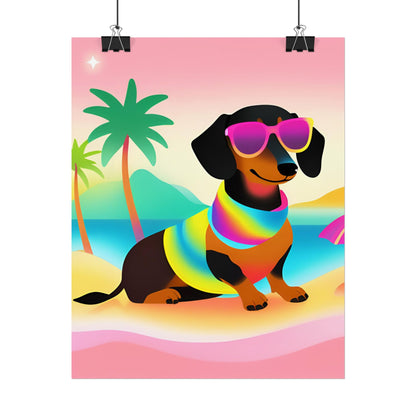 Neon Dachshund Poster Dog Wall Art Animal Lover Kids Room Decoration Girls Weiner Dog