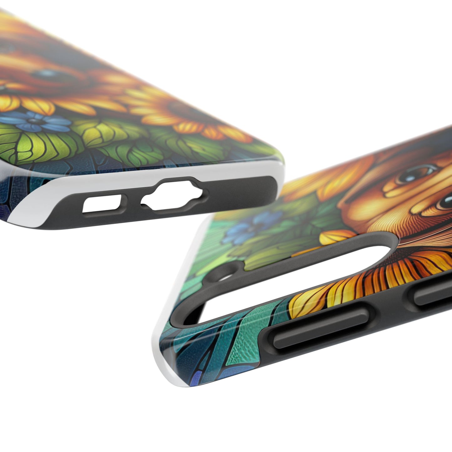 Cute Dachshund Phone Case Dog Lover Gift Tough Phone Cover Doxie Stained Glass