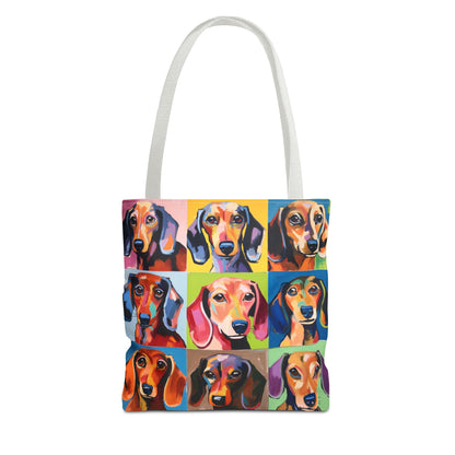 Colorful Dachshund Tote Bag Bright and Cheerful Brown Dapple Weiner