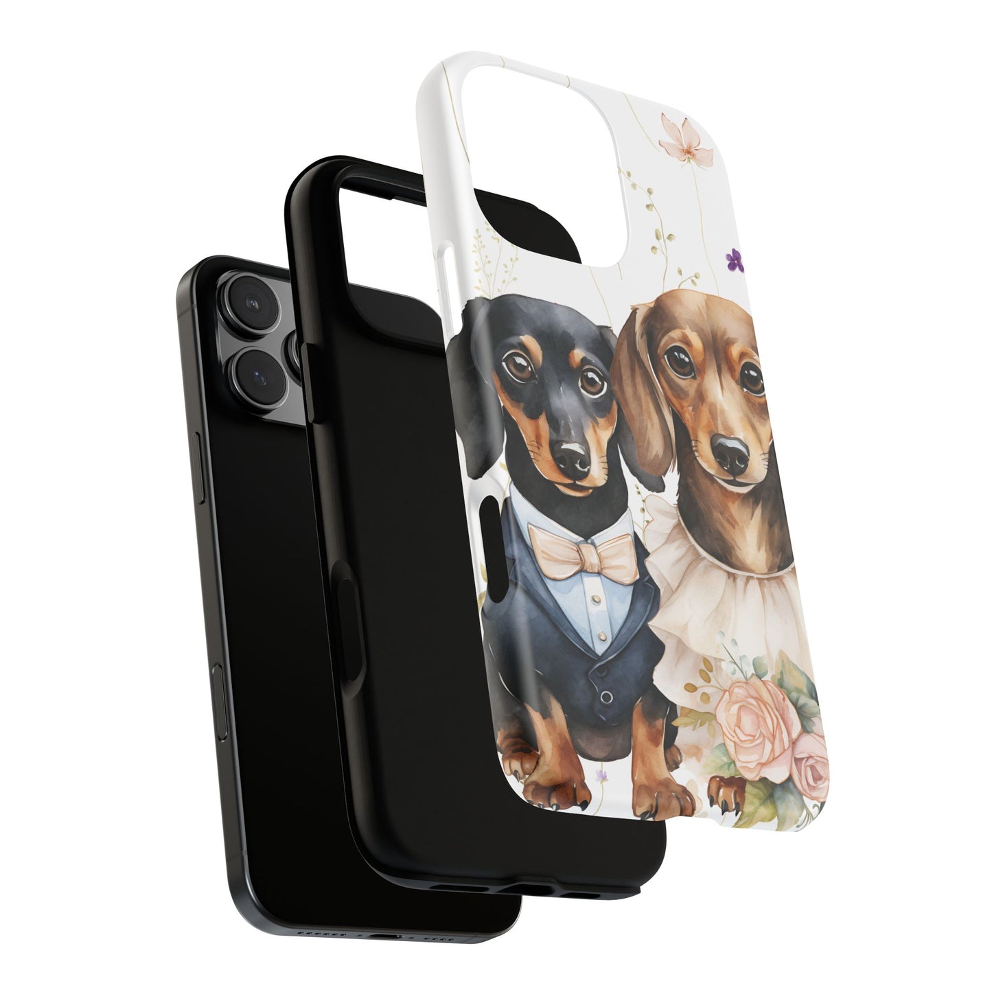 Wedding Dachshund Dog Phone Case - Bridal Gift Flower Girl Apple Pixel Galaxy