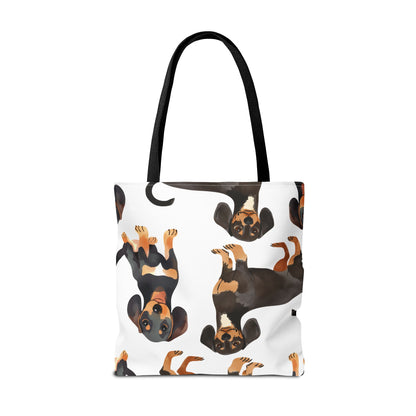 Black and Tan Dachshund Puppy Tote Bag Bright and Cheerful Weiner Doxie Patterned