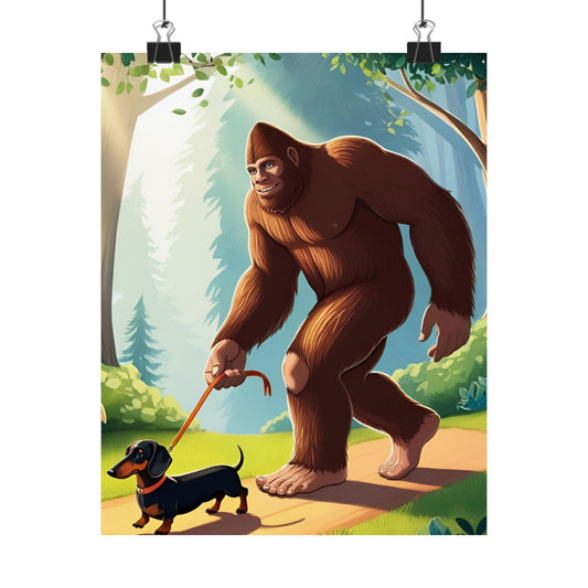 Big Foot Walking Dachshund Vertical Poster Dog Room Art Gift Game Room Sophisticated