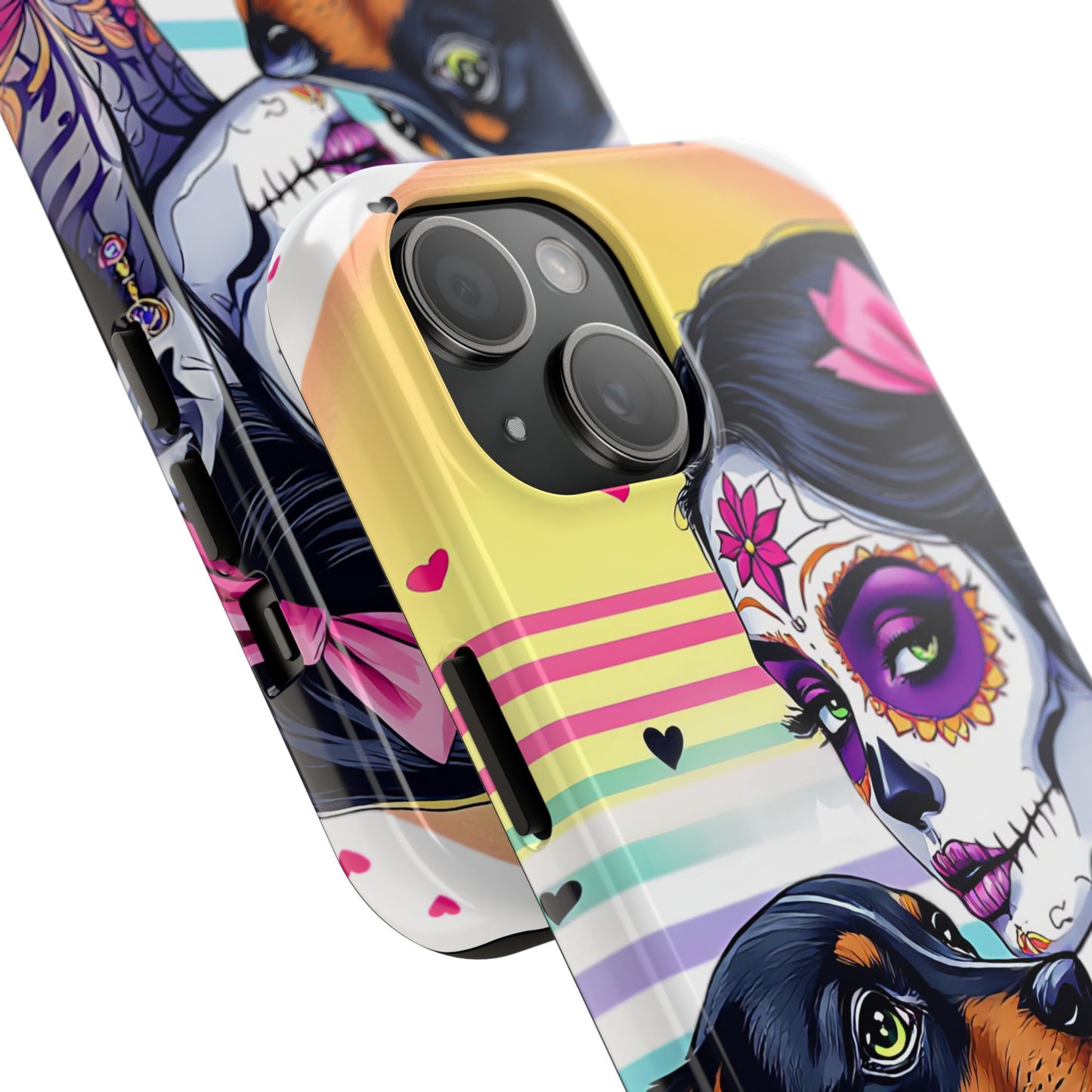 Cute Dachshund Phone Case Dog Lover Gift Tough Phone Cover Doxie Skull