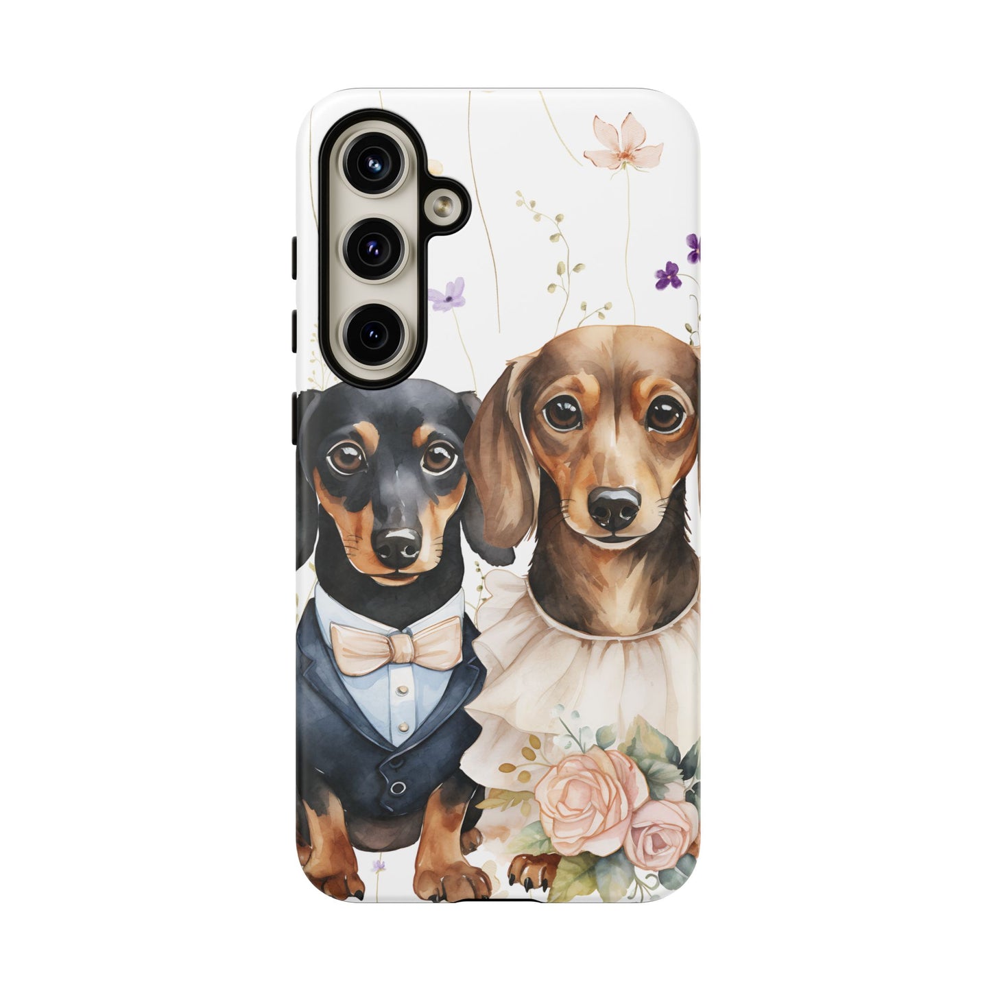 Wedding Dachshund Dog Phone Case - Bridal Gift Flower Girl Apple Pixel Galaxy