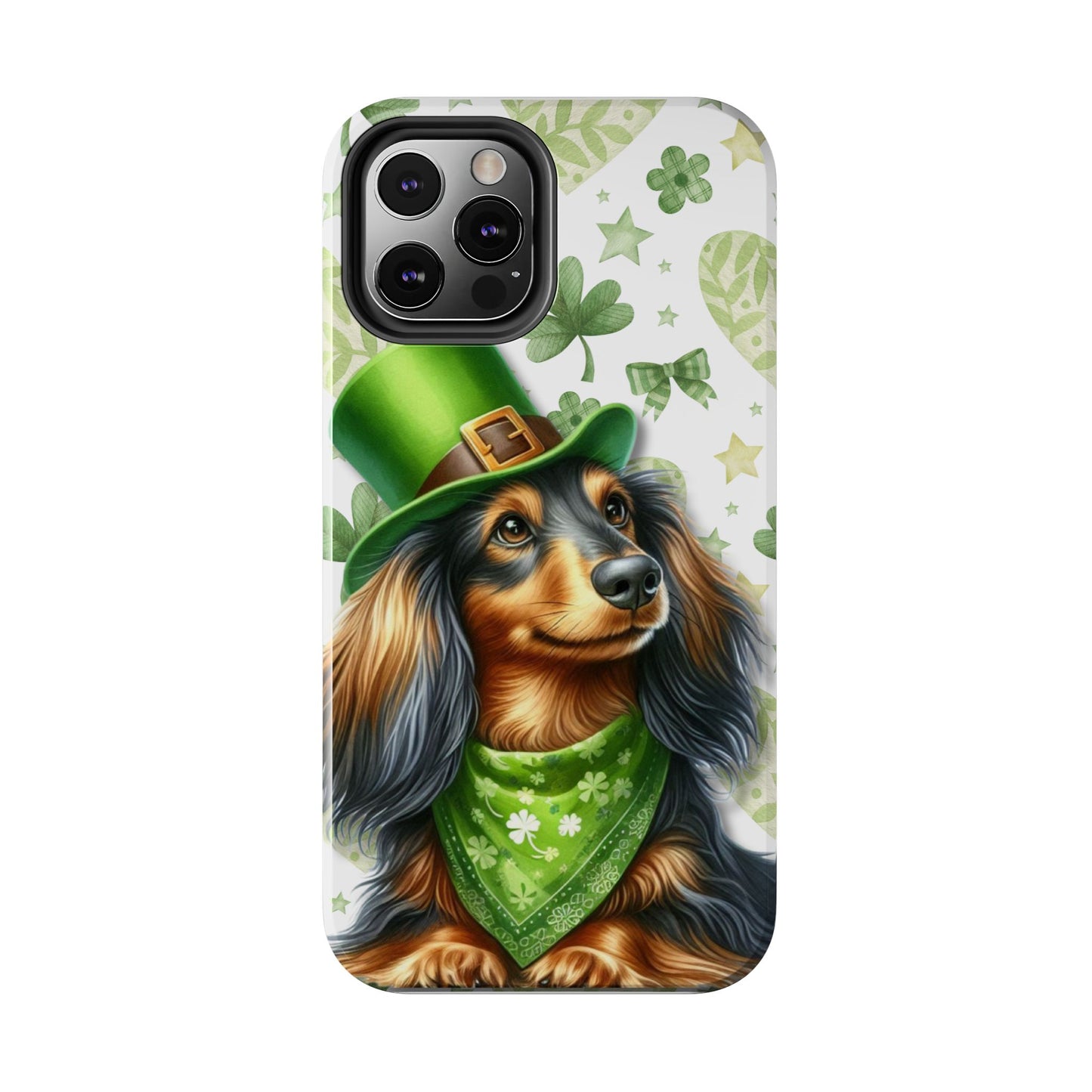 St Patricks Cute Dachshund Phone Case Dog Lover Gift Tough Phone Cover Patty