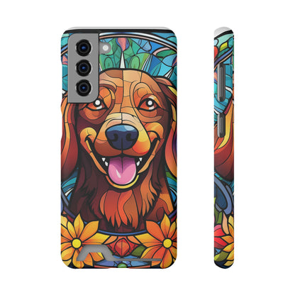 Stained Glass Dachshund Phone Case, Trendy Wallet Case for Dog Lovers, Cute Card Holder Cover