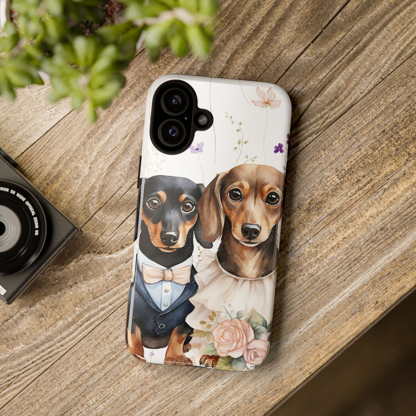Wedding Dachshund Dog Phone Case - Bridal Gift Flower Girl Apple Pixel Galaxy