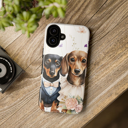 Wedding Dachshund Dog Phone Case - Bridal Gift Flower Girl Apple Pixel Galaxy
