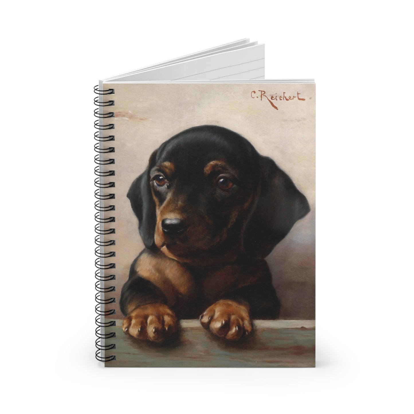 Art Inspired Dachshund Spiral Notebook Pet Journal, Dog Lover Gift Piebald