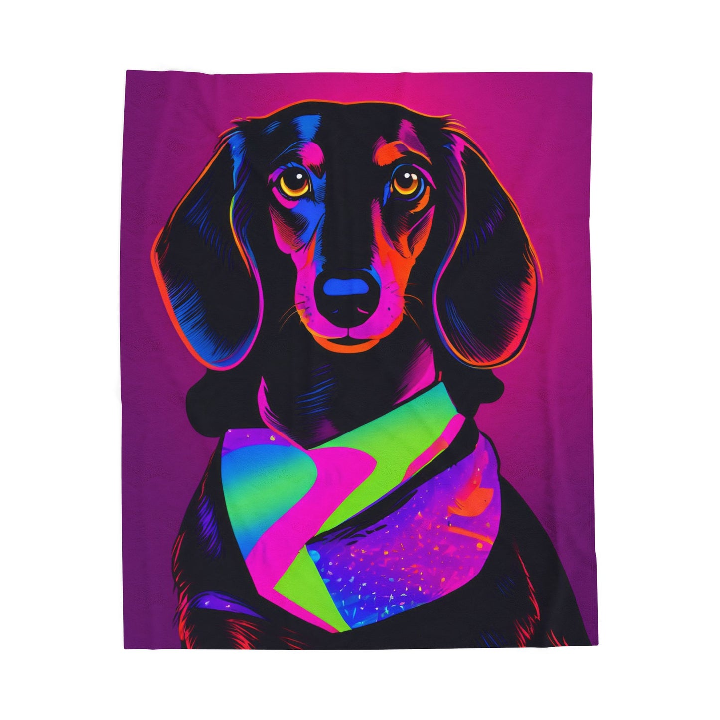 Vibrant Neon Dachshund Blanket, Cozy Throw, Dog Lover Gift, Animal Print Bedding, Weiner Dog