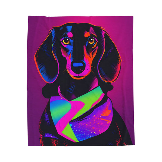 Vibrant Neon Dachshund Blanket, Cozy Throw, Dog Lover Gift, Animal Print Bedding, Weiner Dog
