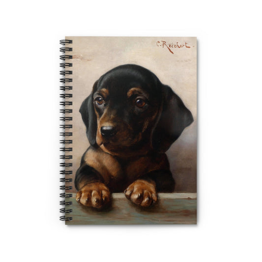 Art Inspired Dachshund Spiral Notebook Pet Journal, Dog Lover Gift Piebald