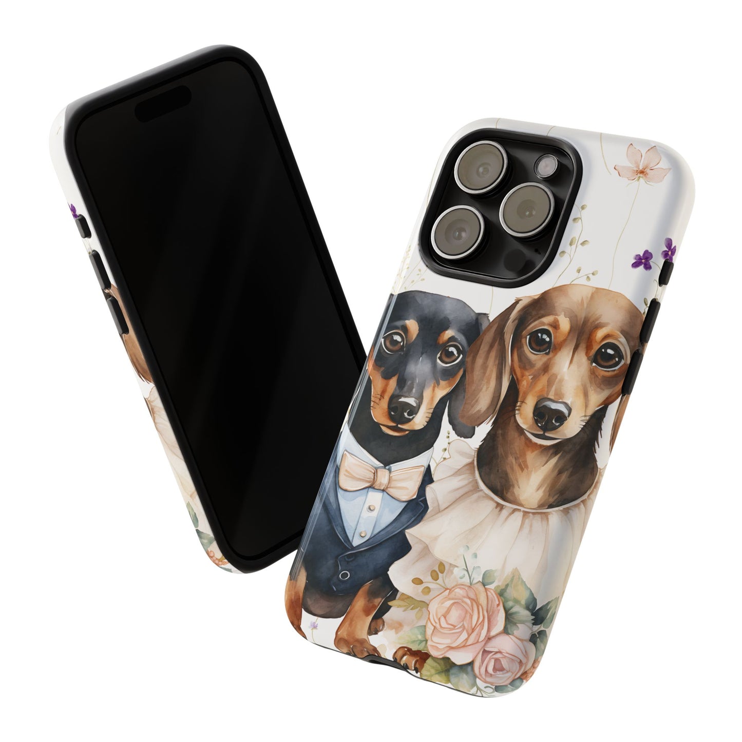 Wedding Dachshund Dog Phone Case - Bridal Gift Flower Girl Apple Pixel Galaxy