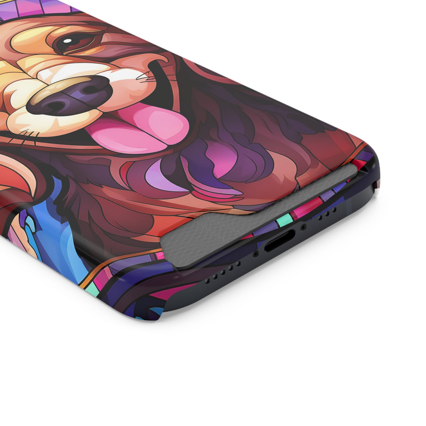 Stained Glass Dachshund Phone Case, Trendy Wallet Case for Dog Lovers, Cute Card Holder Cover