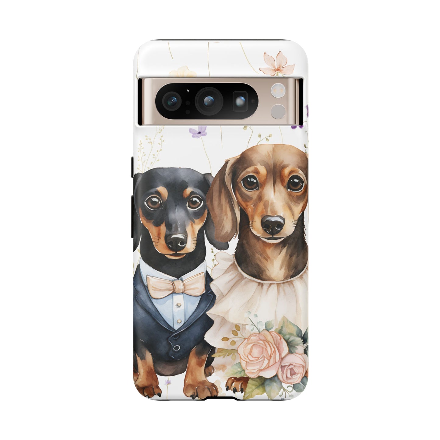 Wedding Dachshund Dog Phone Case - Bridal Gift Flower Girl Apple Pixel Galaxy