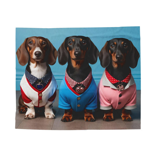 All Dressed Up Dachshund Blanket, Cozy Throw, Dog Lover Gift, Animal Print Bedding, Weiner Dog #2