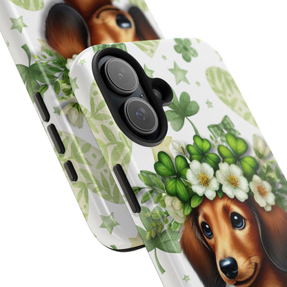 St Patricks Cute Dachshund Phone Case Dog Lover Gift Tough Phone Cover Patty