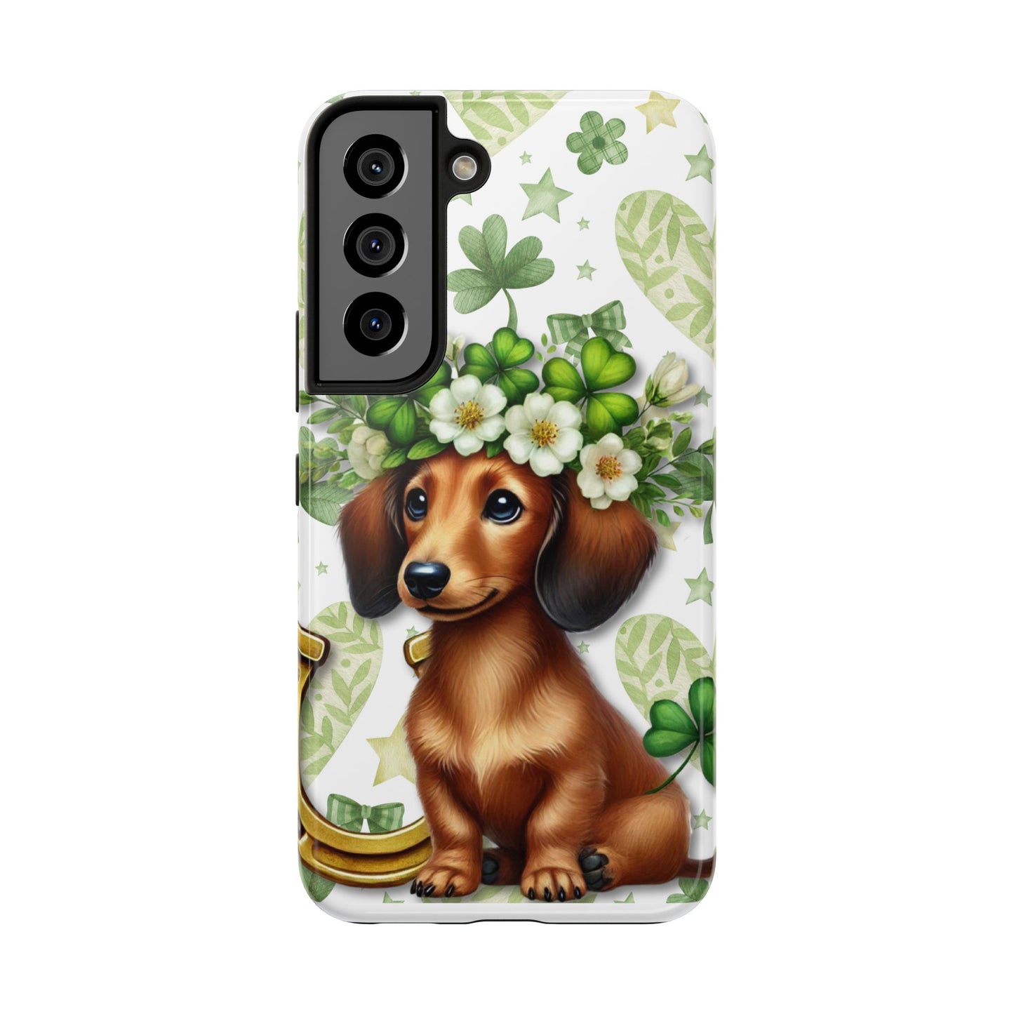 St Patricks Cute Dachshund Phone Case Dog Lover Gift Tough Phone Cover Patty