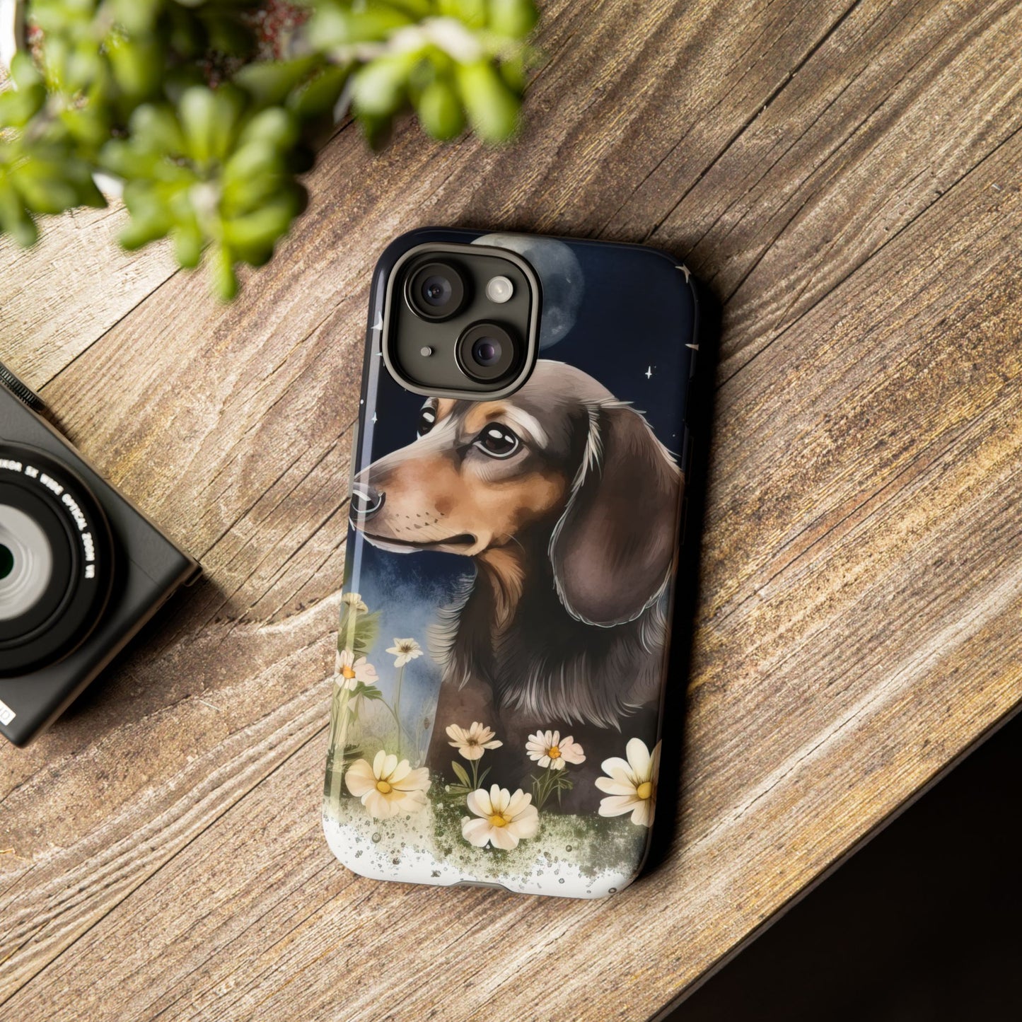 Vibrant Dachshund Moonlight Phone Case - Dog Apple Pixel Galaxy