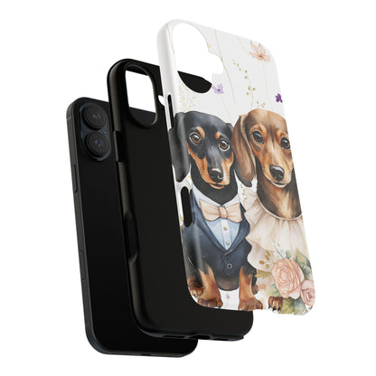 Wedding Dachshund Dog Phone Case - Bridal Gift Flower Girl Apple Pixel Galaxy