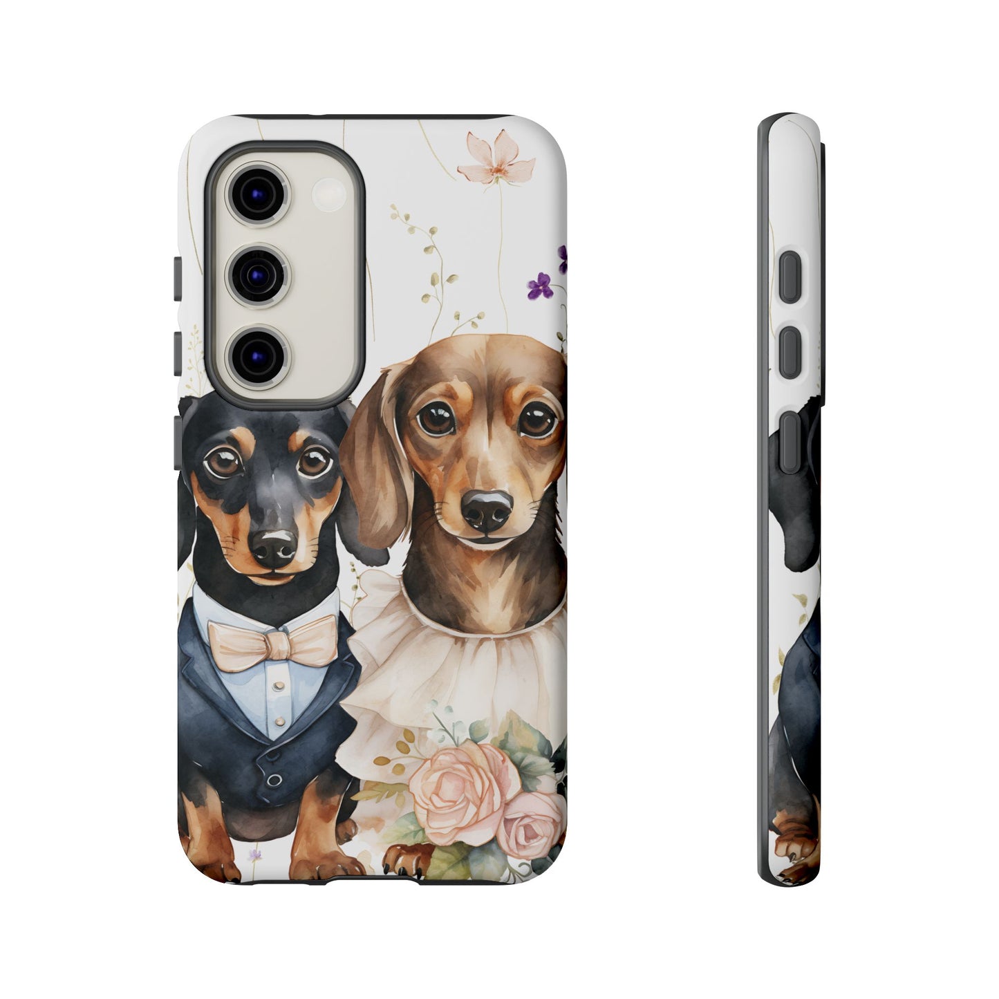 Wedding Dachshund Dog Phone Case - Bridal Gift Flower Girl Apple Pixel Galaxy
