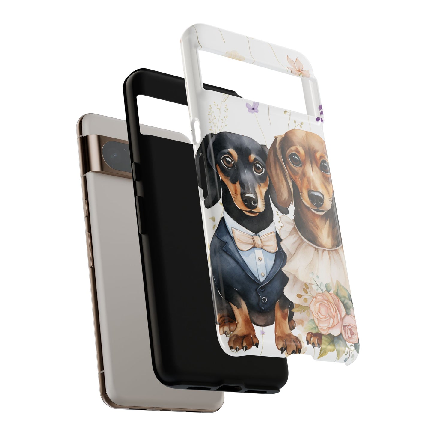 Wedding Dachshund Dog Phone Case - Bridal Gift Flower Girl Apple Pixel Galaxy