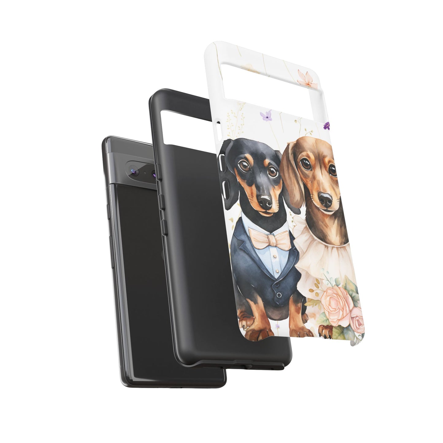Wedding Dachshund Dog Phone Case - Bridal Gift Flower Girl Apple Pixel Galaxy