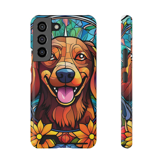 Stained Glass Dachshund Phone Case, Trendy Wallet Case for Dog Lovers, Cute Card Holder Cover