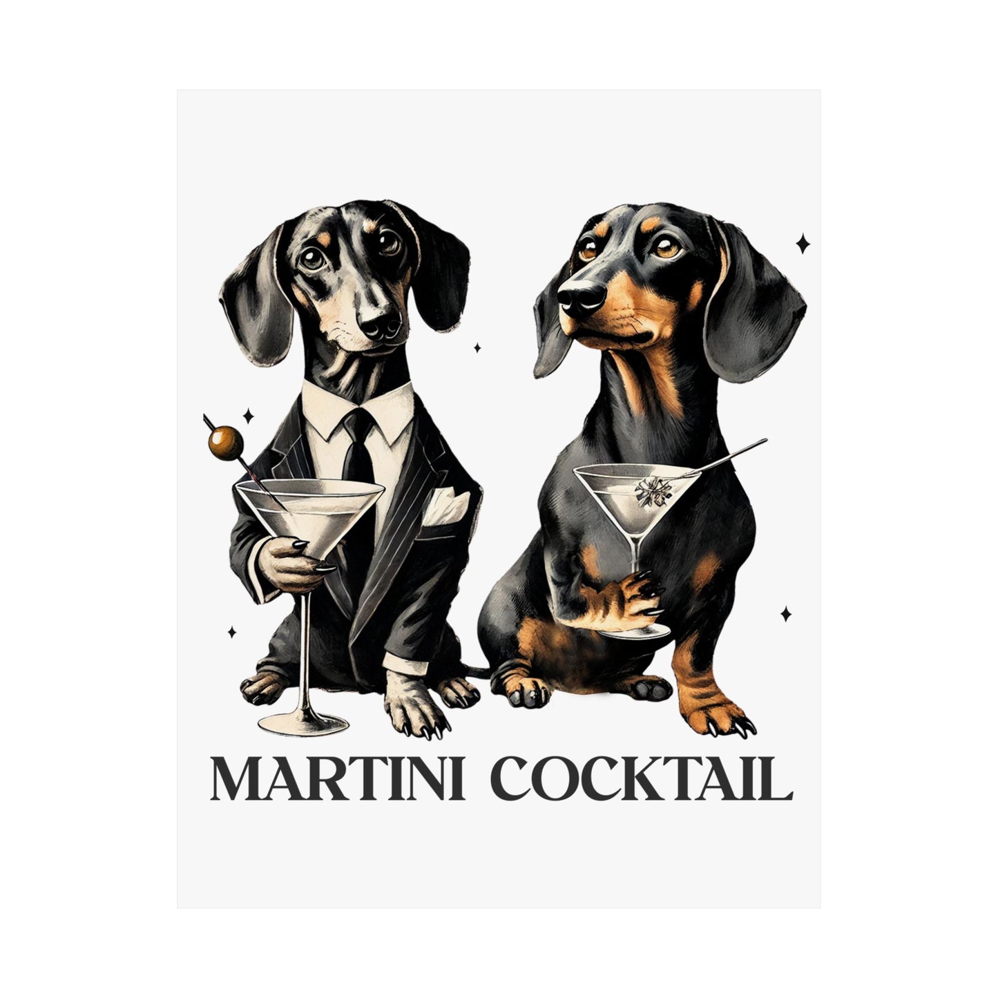 Dachshund Martini Wall Art, Game Room Decor, Man Cave Poster, Funny Dog Print