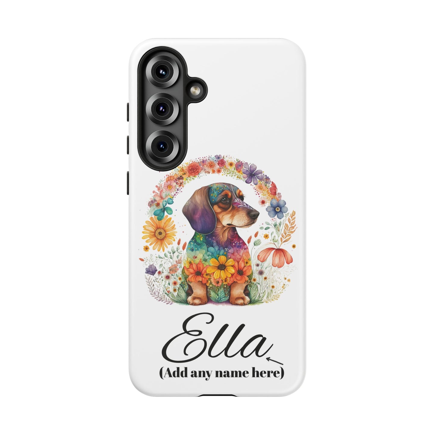 Personalized Dachshund Case for Pet Lovers Floral Phone Case Custom Name Phone