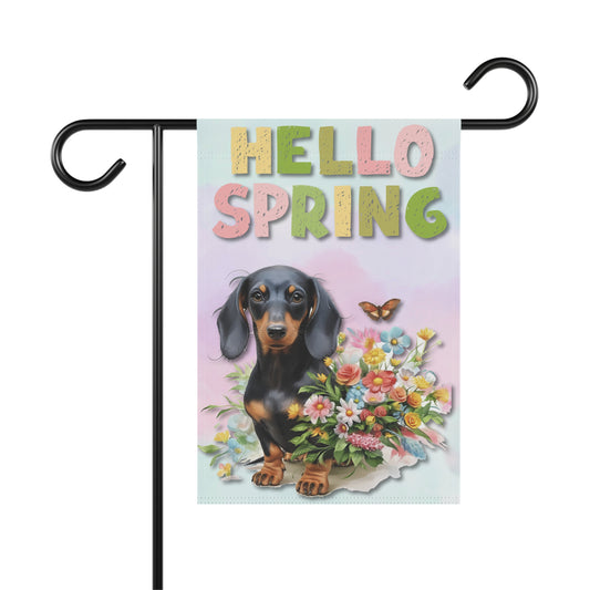 Spring Garden Flag Dog Mom Banner Seasonal Home Decor Dachshund