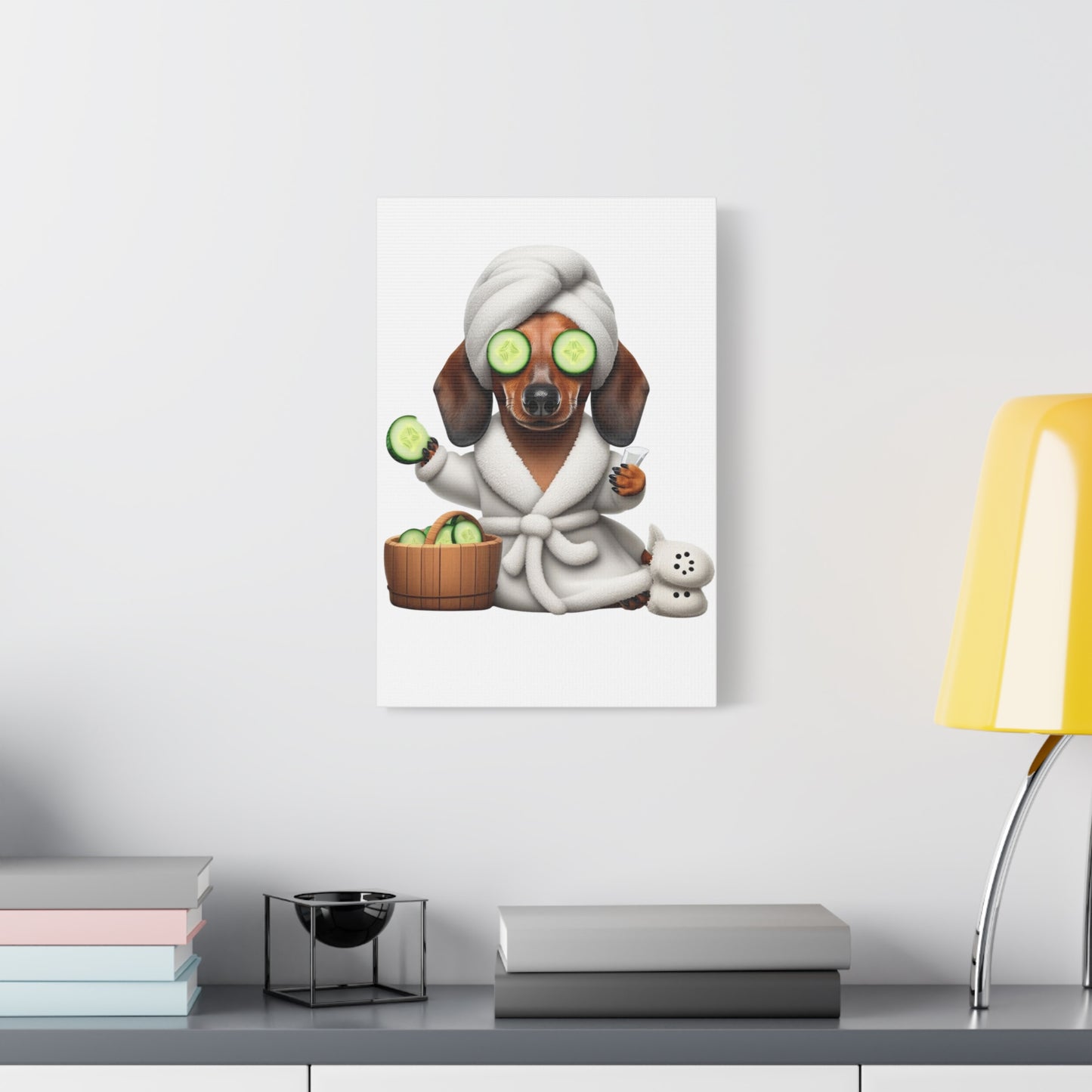 Canvas Print, Cute Dachshund in Bathrobe, Funny Animal Art, Home Decor, Dog Lover Gift, Wall Art, Nursery Decor