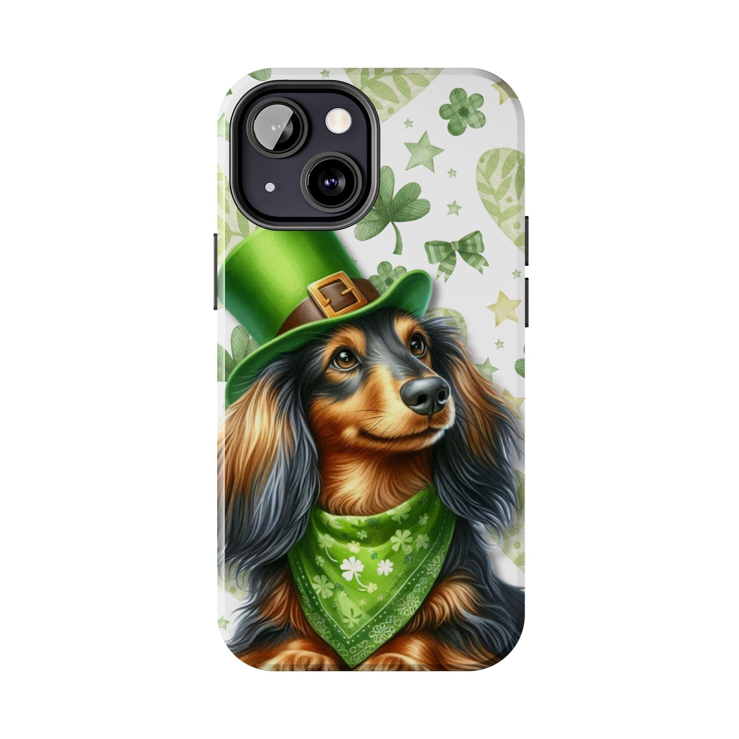 St Patricks Cute Dachshund Phone Case Dog Lover Gift Tough Phone Cover Patty