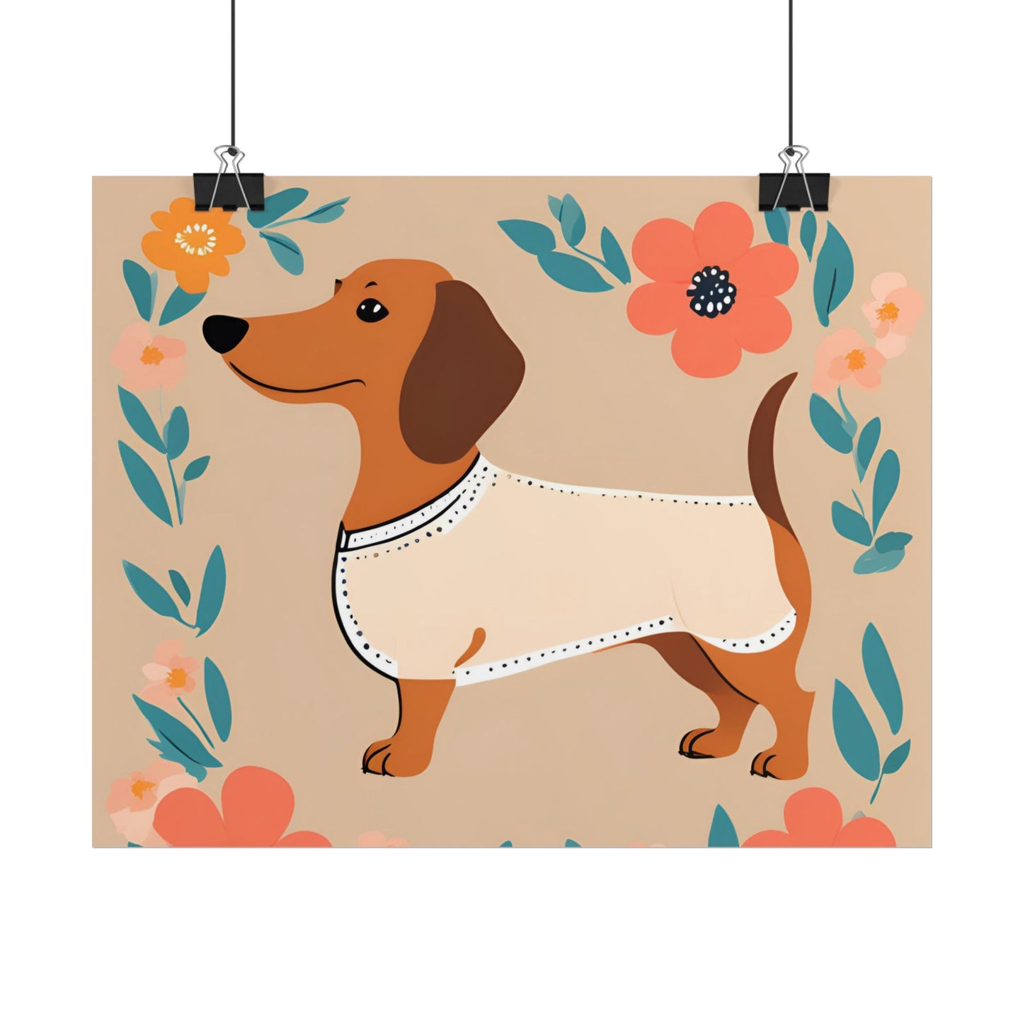 Sophisticated Dachshund Poster Dog Wall Art Animal Lover Game Room Decoration Weiner Dog Horizontal