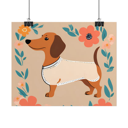 Sophisticated Dachshund Poster Dog Wall Art Animal Lover Game Room Decoration Weiner Dog Horizontal