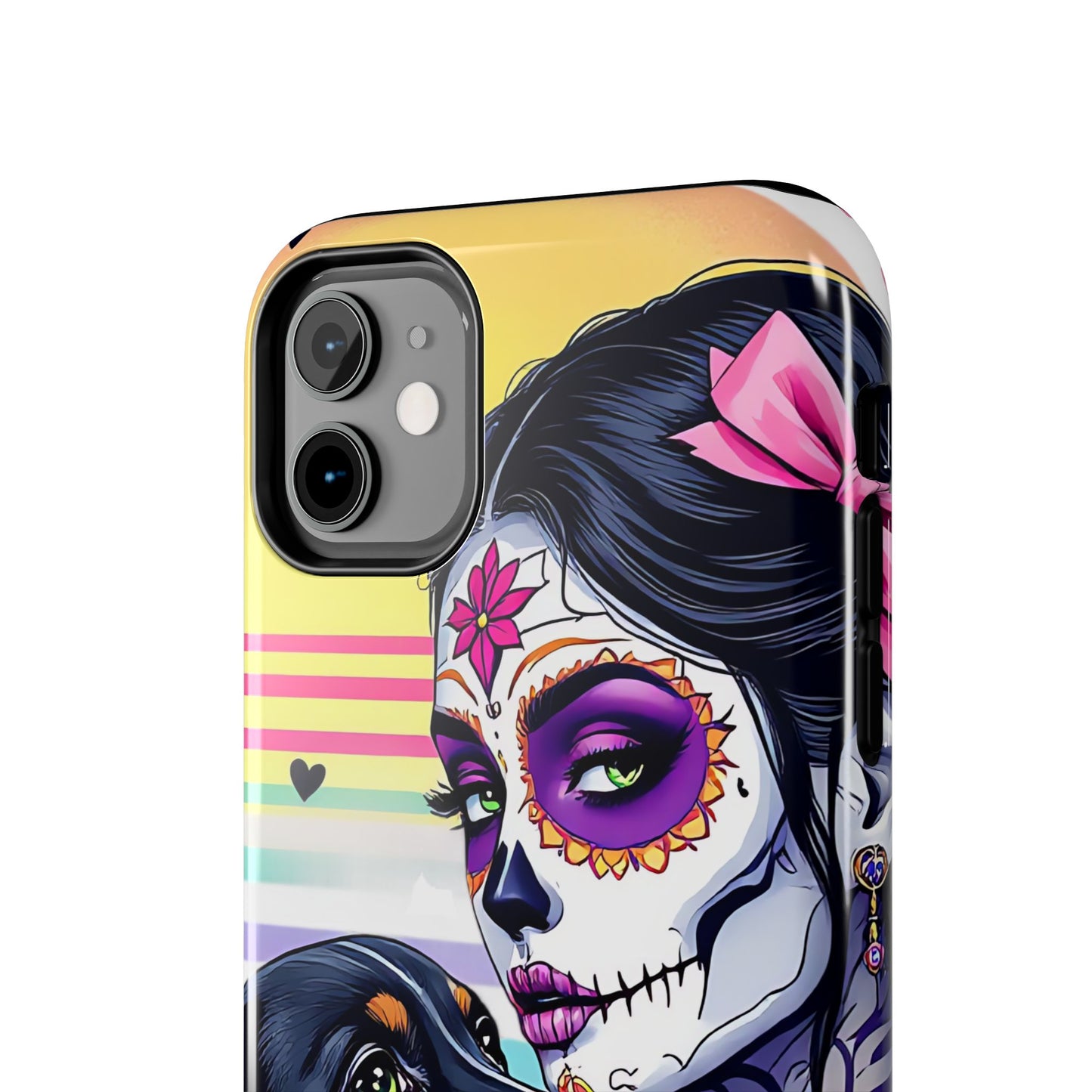 Cute Dachshund Phone Case Dog Lover Gift Tough Phone Cover Doxie Skull