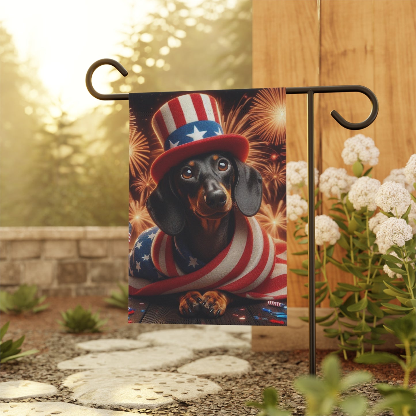 USA Garden Flag Dog Mom Banner Home Decor Dachshund