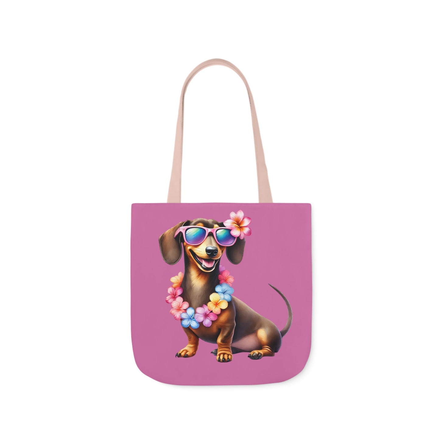 Dog Lover's Canvas Tote Bag - Fun Dachshund Design, Beach, Travel Pet Hawaii Lei