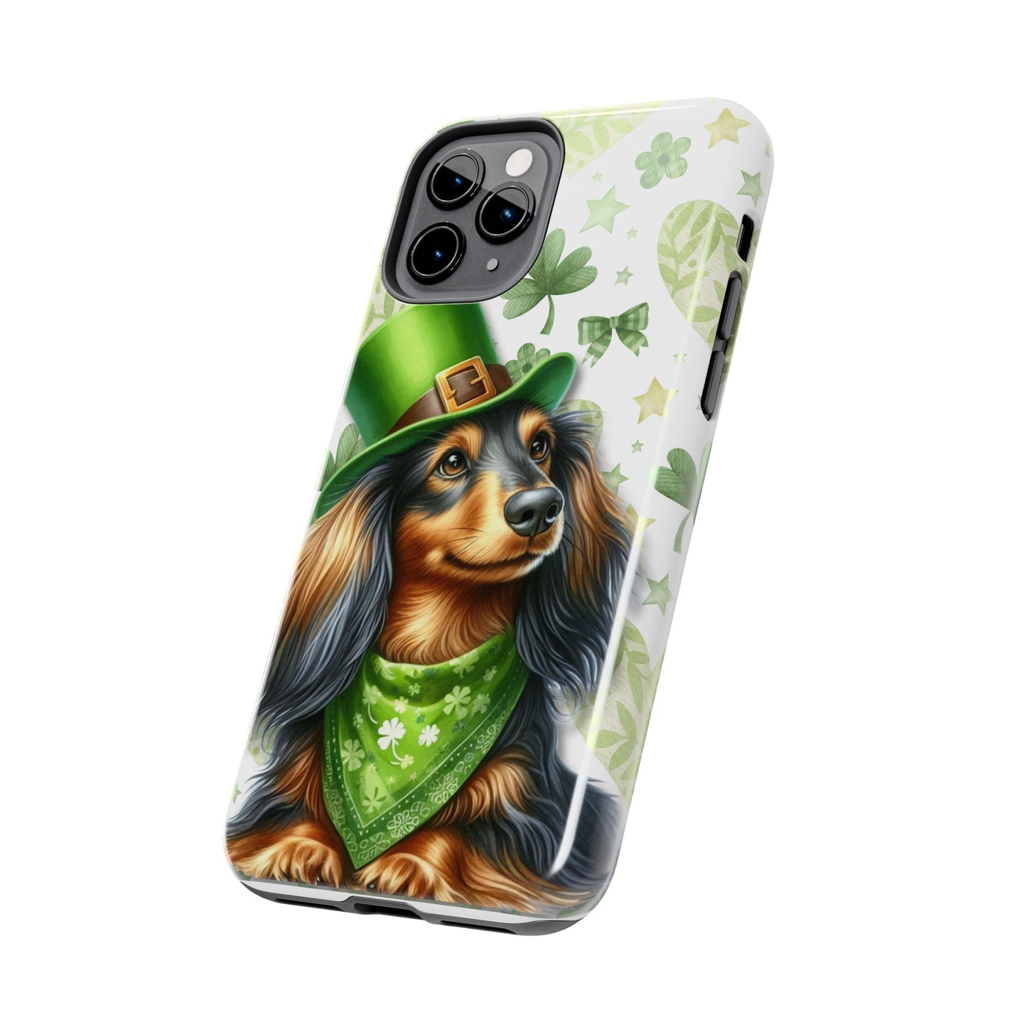 St Patricks Cute Dachshund Phone Case Dog Lover Gift Tough Phone Cover Patty