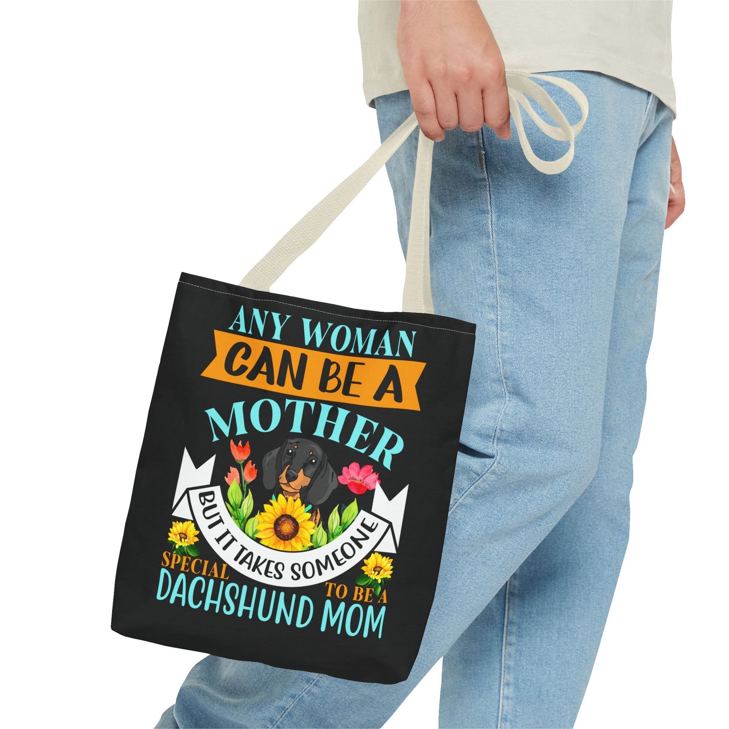 Mom Dachshund Puppy Tote Bag Bright and Cheerful Weiner Doxie