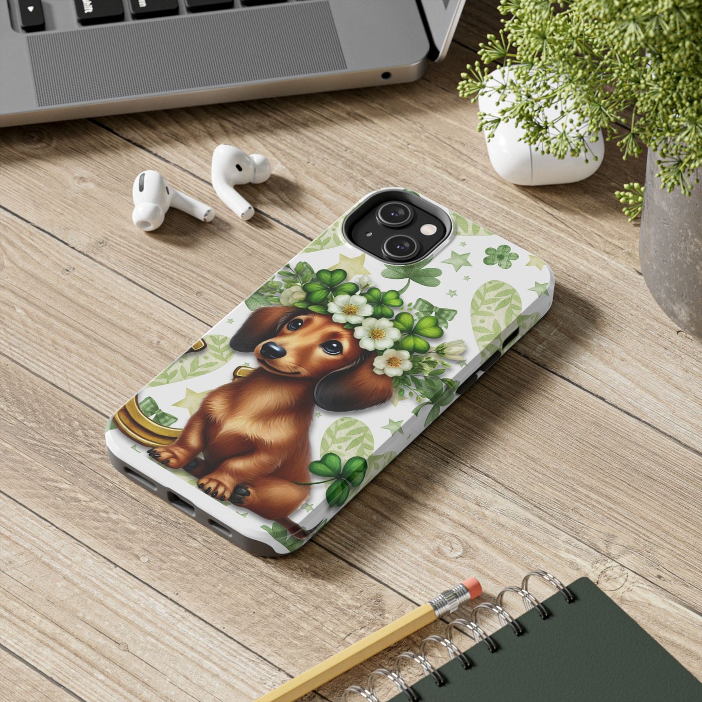 St Patricks Cute Dachshund Phone Case Dog Lover Gift Tough Phone Cover Patty