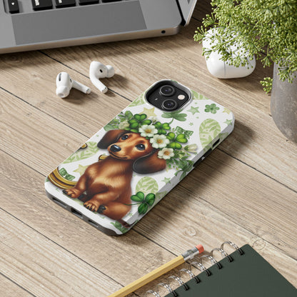 St Patricks Cute Dachshund Phone Case Dog Lover Gift Tough Phone Cover Patty