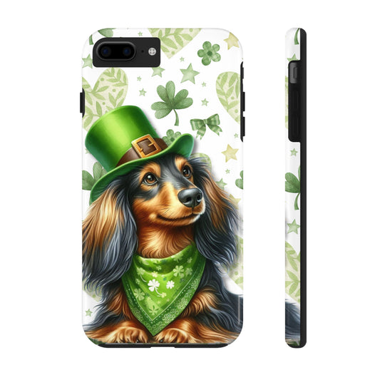 St Patricks Cute Dachshund Phone Case Dog Lover Gift Tough Phone Cover Patty
