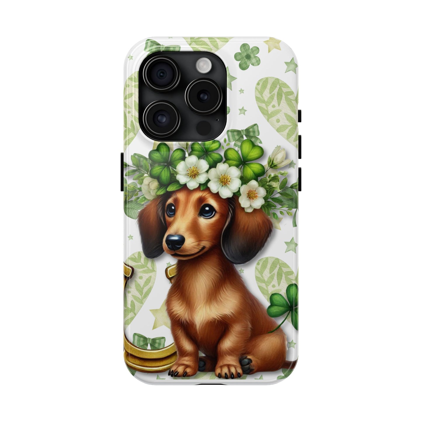 St Patricks Cute Dachshund Phone Case Dog Lover Gift Tough Phone Cover Patty