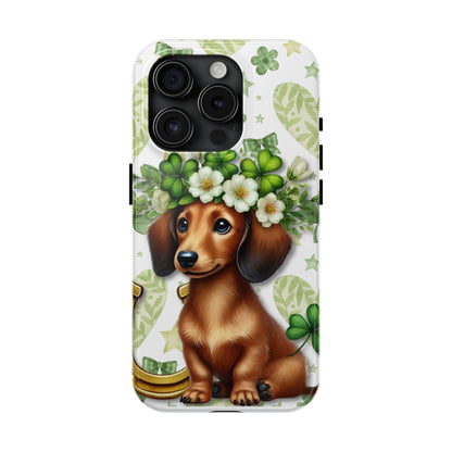 St Patricks Cute Dachshund Phone Case Dog Lover Gift Tough Phone Cover Patty