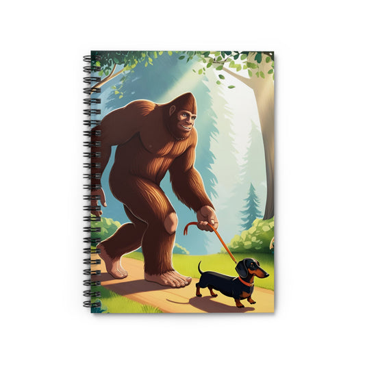 Big Foot Walking Dachshund Art Inspired Spiral Notebook Pet Journal, Dog Lover Gift