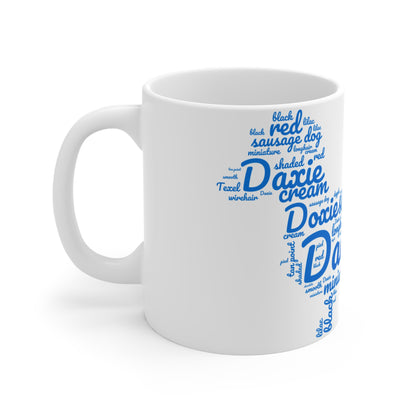 Blue Letters Dachshund Mug Cute Dog Lover Gift, Fun Coffee Cup Weiner Dog