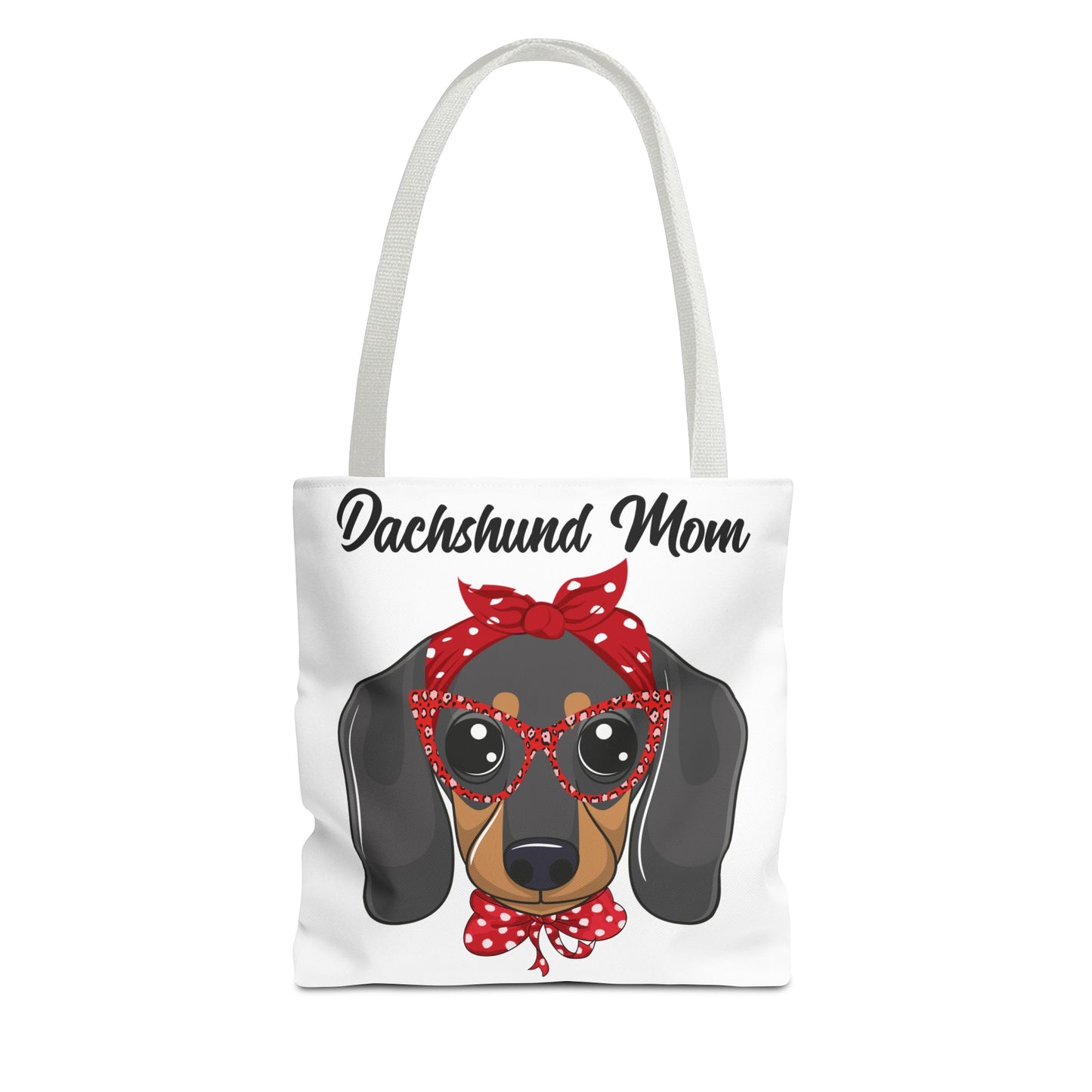 Retro Mom Black and Tan Dachshund Puppy Tote Bag Bright and Cheerful Weiner Doxie