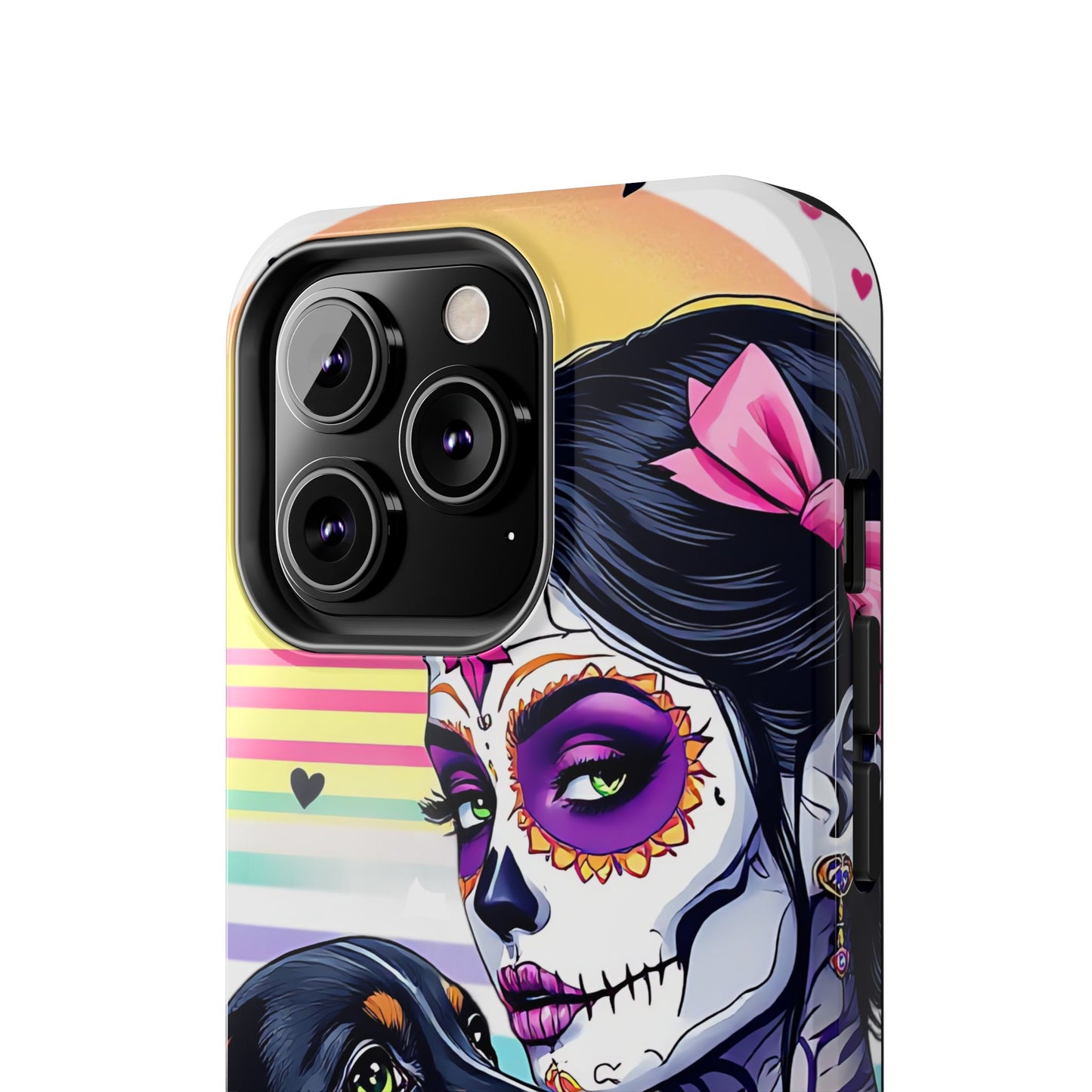 Cute Dachshund Phone Case Dog Lover Gift Tough Phone Cover Doxie Skull